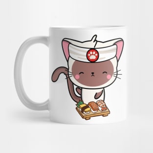 Sushi Chef White Cat Mug